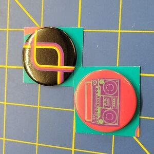 Set of 2 Pins Rock Band & Headphone 1.5"